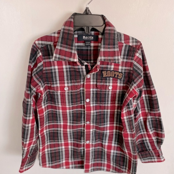 Roots Canada Plaid Button-Up Boys Shirt - Size 5/6Y - Picture 3 of 13